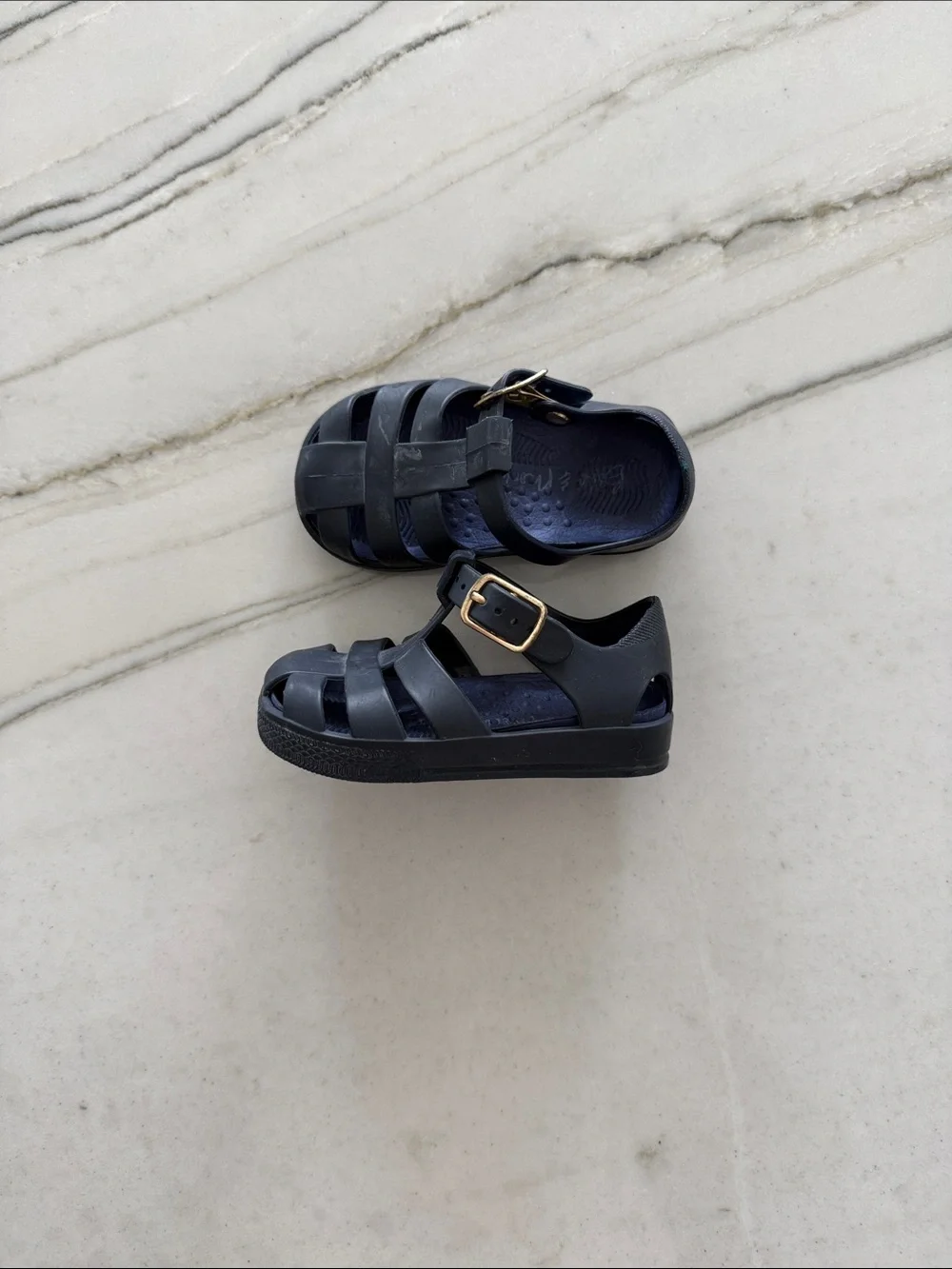 Navy Jelly Fisherman Sandals